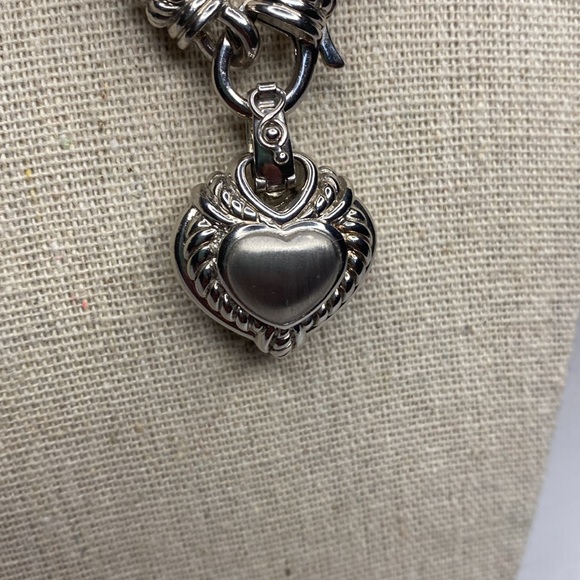 Judith Ripka Sterling Silver leather cord heart Diamonique necklace - Picture 4 of 6